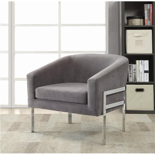 Barrel Back Accent Chair With Sloped Arm Grey