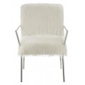 Faux Sheepskin Upholstered Accent Chair With Metal Arm White