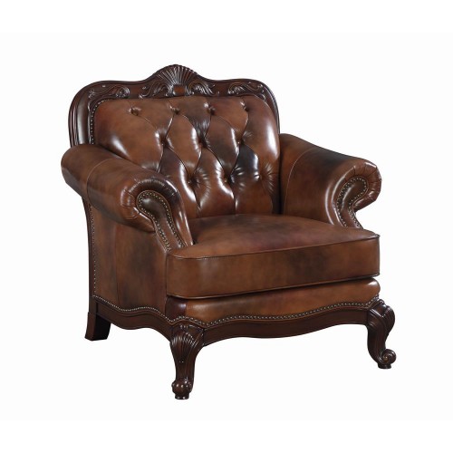 Victoria Rolled Arm Chair Tri-Tone And Warm Brown