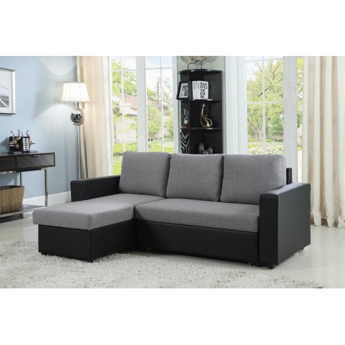 Everly Reversible Sleeper Sectional Grey And Black