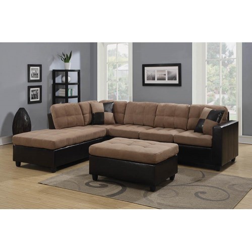 Mallory Upholstered Sectional Tan And Dark Brown