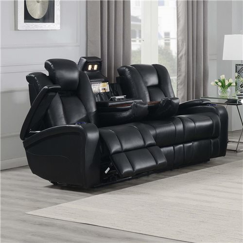Delange Power^2 Sofa With Headrests Black