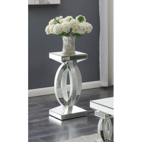Avonlea Square End Table With Lower Shelf Clear Mirror