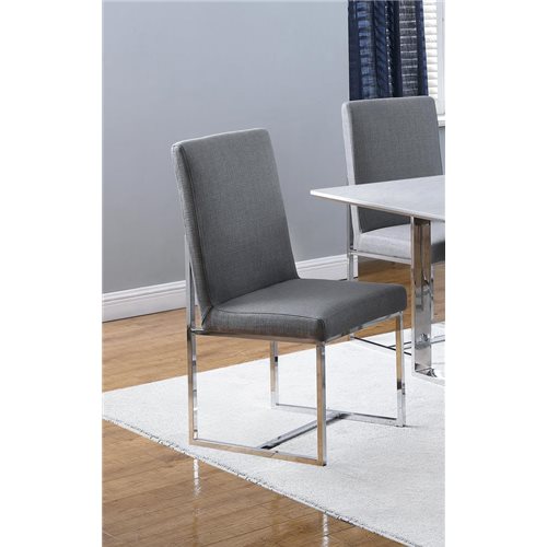 Mackinnon Upholstered Side Chairs Grey And Chrome (Set Of 2)
