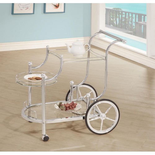 3-Tier Serving Cart Chrome And Clear
