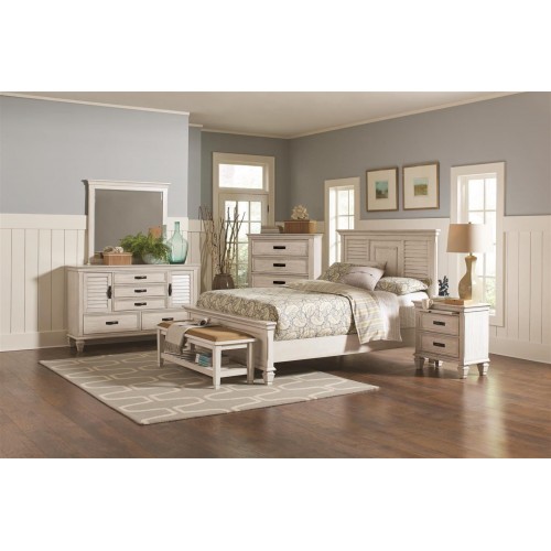 Franco Queen Panel Bed Antique White