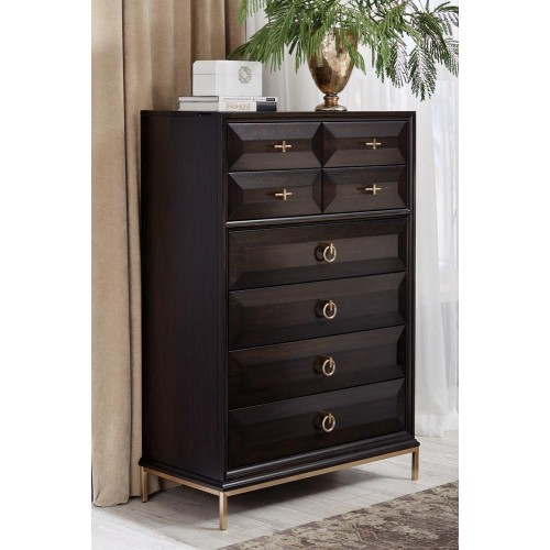 Formosa 8-Drawer Chest Americano And Rose Brass