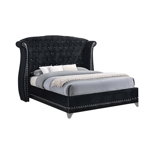 Barzini Eastern King Tufted Upholstered Bed Black