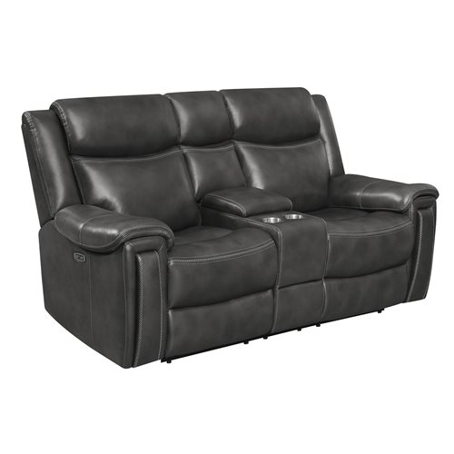 Shallowford Upholstered Power^2 Loveseat With Console Hand Rubbed Charcoal