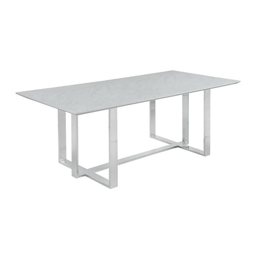 Annika Rectangular Glass Top Dining Table White And Chrome