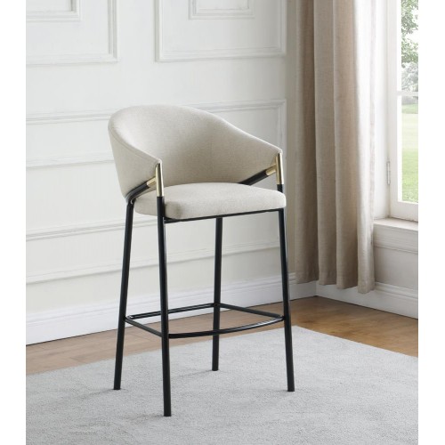 Sloped Arm Bar Stools Beige And Glossy Black (Set Of 2)