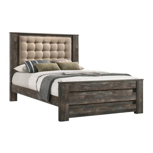 Ridgedale Tufted Headboard Queen Bed Latte And Weathered Dark Brown