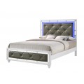 Whitaker California King Upholstered Tufted Bed White with LED Light