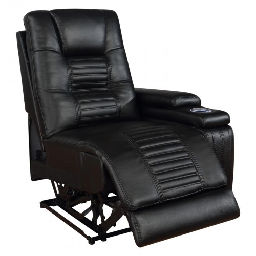 Zane Upholstered Right Arm Facing Dual Power Recliner Black