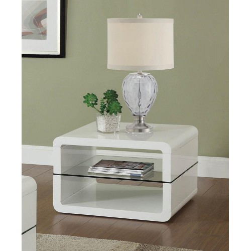 Square 2-Shelf End Table Glossy White