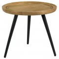 Round End Table with Trio Legs Natural and Black