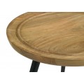 Round End Table with Trio Legs Natural and Black
