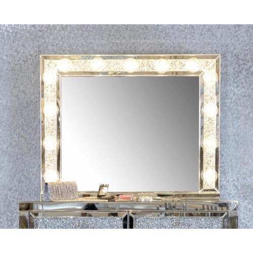 Rectangular Table Mirror With Lighting Silver